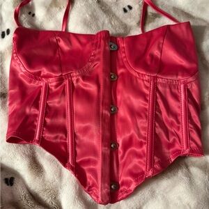 Satin Red Crop Top